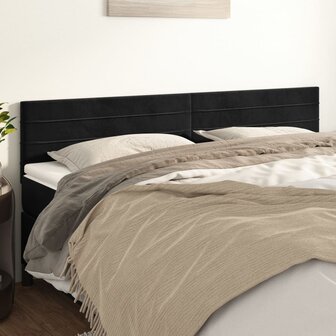 Hoofdborden 2 st 80x5x78/88 cm fluweel zwart 1