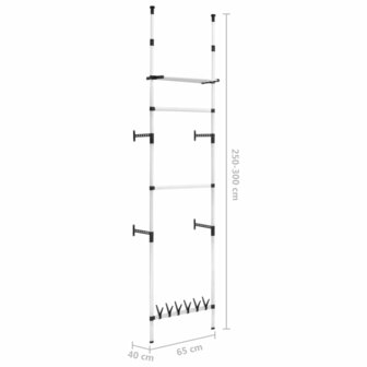 Kledingkastsysteem met stangen en schap telescopisch aluminium 10