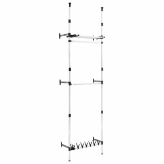 Kledingkastsysteem met stangen en schap telescopisch aluminium 2