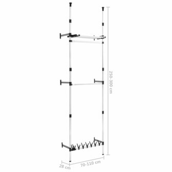 Kledingkastsysteem met stangen en schap telescopisch aluminium 11