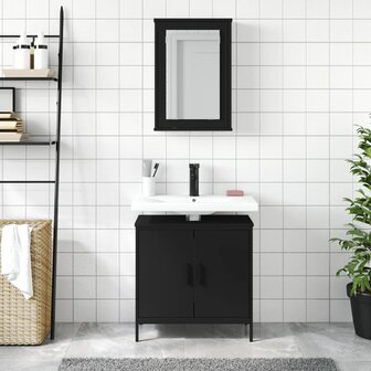 2-delige Badkamermeubelset bewerkt hout zwart 3