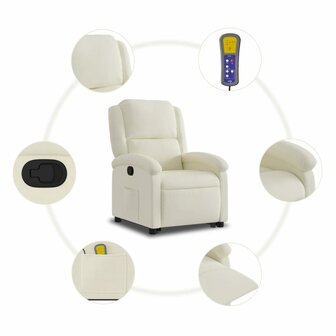 Sta-op-massagestoel verstelbaar fluweel cr&egrave;mekleurig 7