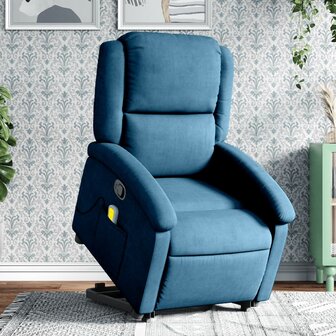 Sta-op-massagestoel verstelbaar fluweel blauw 1
