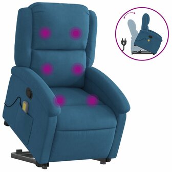 Sta-op-massagestoel verstelbaar fluweel blauw 2
