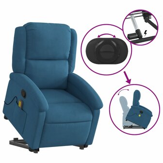 Sta-op-massagestoel verstelbaar fluweel blauw 5