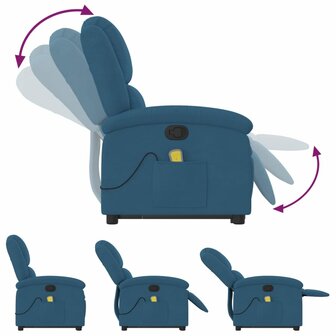 Sta-op-massagestoel verstelbaar fluweel blauw 6