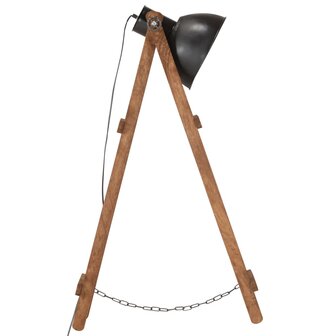 Vloerlampen 3 st E27 massief mangohout zwart 5