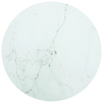 Tafelblad &Oslash;50x0,8 cm gehard glas met marmeren design wit 1