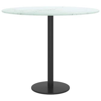 Tafelblad &Oslash;50x0,8 cm gehard glas met marmeren design wit 3