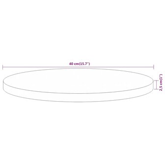 Tafelblad rond &Oslash;40x2,5 cm massief acaciahout 8