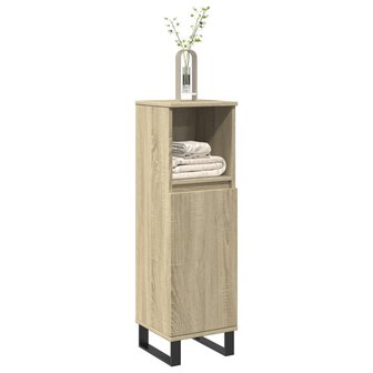 Badkamerkast 30x30x100 cm bewerkt hout sonoma eikenkleurig 1
