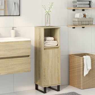 Badkamerkast 30x30x100 cm bewerkt hout sonoma eikenkleurig 3