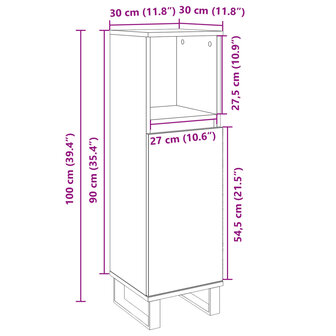 Badkamerkast 30x30x100 cm bewerkt hout sonoma eikenkleurig 10