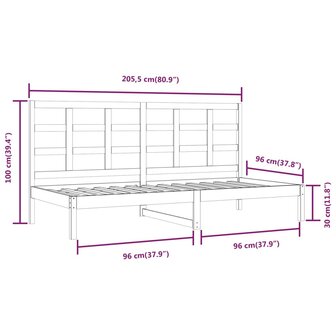 Slaapbank zonder matras 90x200 cm massief grenenhout wit 6
