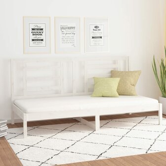Slaapbank zonder matras 90x200 cm massief grenenhout wit 1
