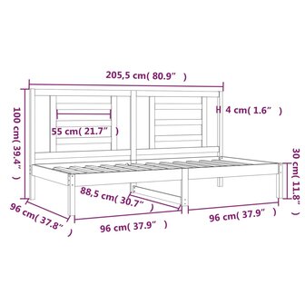 Slaapbank zonder matras 90x200 cm massief grenenhout wit 6