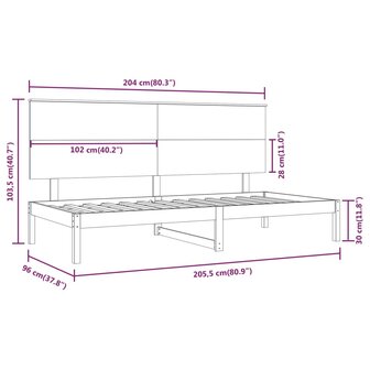 Slaapbank zonder matras 90x200 cm massief grenenhout wit 6