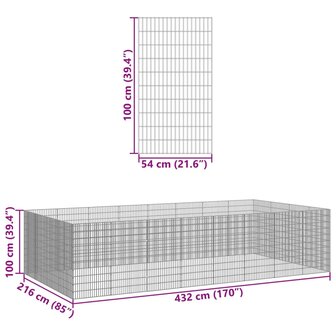 Dierenverblijf 24 panelen 54x100 cm gegalvaniseerd ijzer 7