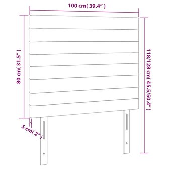 Hoofdborden 2 st 100x5x78/88 cm stof donkerbruin 8