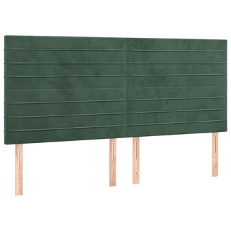 Hoofdborden 4 st 80x5x78/88 cm fluweel donkergroen 2