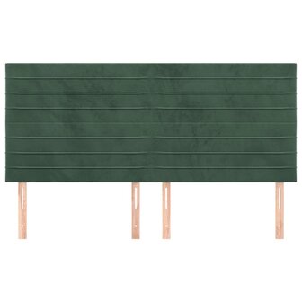Hoofdborden 4 st 80x5x78/88 cm fluweel donkergroen 3
