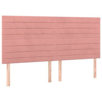 Hoofdborden 4 st 80x5x78/88 cm fluweel roze 2