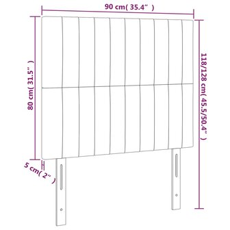 Hoofdborden 2 st 90x5x78/88 cm stof cr&egrave;mekleurig 8