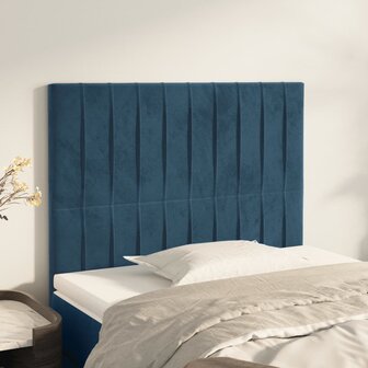 Hoofdborden 2 st 90x5x78/88 cm fluweel donkerblauw 1