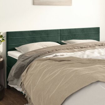 Hoofdborden 2 st 80x5x78/88 cm fluweel donkergroen 1