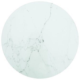 Tafelblad &Oslash;40x0,8 cm gehard glas met marmeren design wit 1