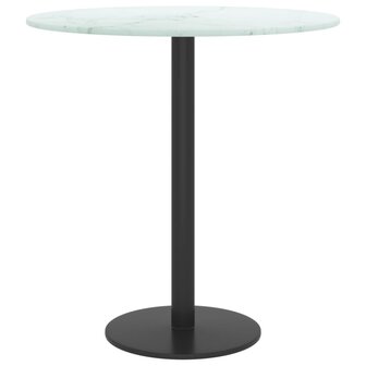 Tafelblad &Oslash;40x0,8 cm gehard glas met marmeren design wit 3