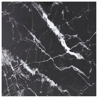 Tafelblad 60x60 cm 6 mm gehard glas met marmeren design zwart 1