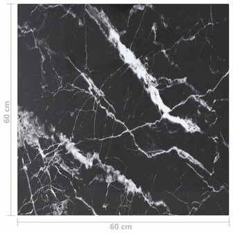 Tafelblad 60x60 cm 6 mm gehard glas met marmeren design zwart 5