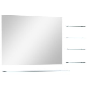 Wandspiegel met 5 schappen 80x60 cm zilverkleurig 2