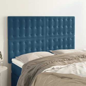 Hoofdborden 4 st 72x5x78/88 cm fluweel donkerblauw 1