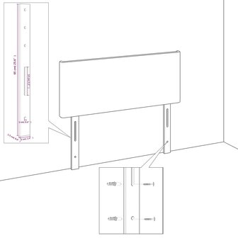 Hoofdborden 2 st 80x5x78/88 cm stof cr&egrave;mekleurig 5