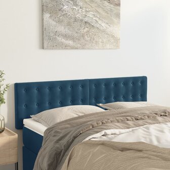 Hoofdborden 2 st 72x5x78/88 cm fluweel donkerblauw 1