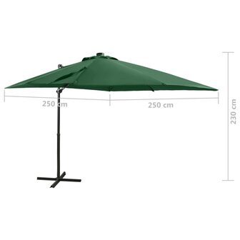 Zweefparasol met paal en LED-verlichting 250 cm groen 11