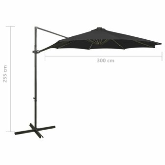 Zweefparasol met paal en LED-verlichting 300 cm zwart 11