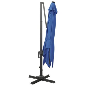 Zweefparasol met paal en LED-verlichting 300 cm azuurblauw 3