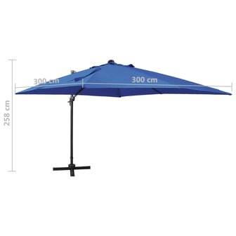 Zweefparasol met paal en LED-verlichting 300 cm azuurblauw 11