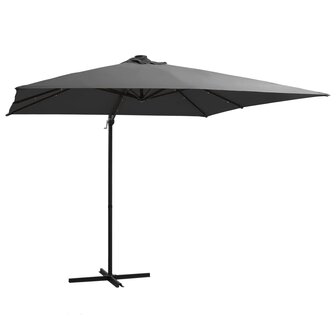 Zweefparasol met LED en stalen paal 250x250 cm antracietkleurig 1