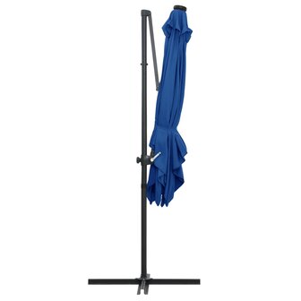 Zweefparasol met LED en stalen paal 250x250 cm azuurblauw 5