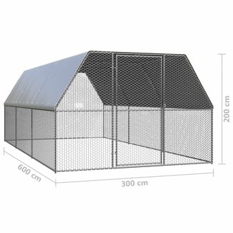 Kippenhok 3x6x2 m gegalvaniseerd staal 5