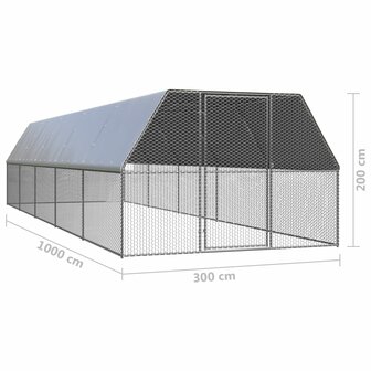 Kippenhok 3x10x2 m gegalvaniseerd staal 5