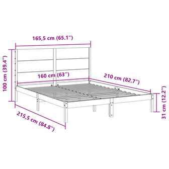 Bedframe extra lang zonder matras massief hout 160x210 cm 9