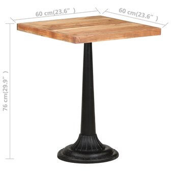 Bistrotafel 60x60x76 cm massief acaciahout 7