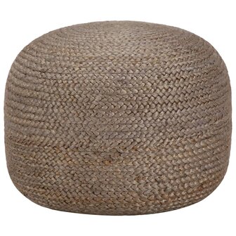 Poef handgemaakt 45x30 cm jute lichtgrijs 1