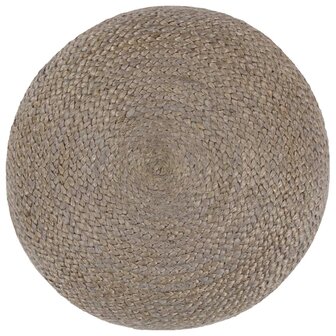 Poef handgemaakt 45x30 cm jute lichtgrijs 2