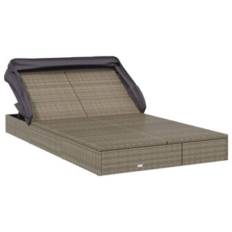Ligbed 2-persoons met dak 213x118x97 cm poly rattan grijs 3